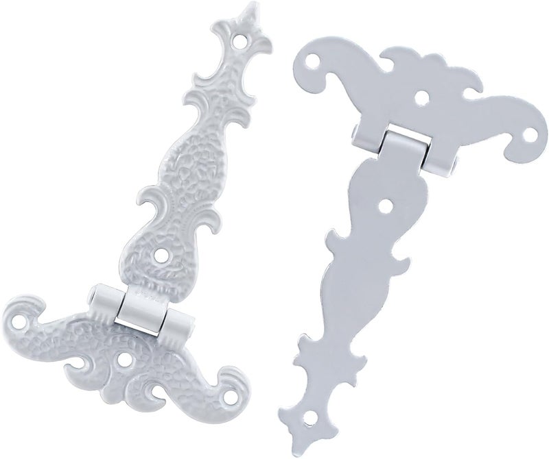 Aracombie 4pcs T Strap Hinges, Decorative Tee Hinge, White Barn Door Hinges, Zinc Alloy T Hinge for Wood Fence Swing Gate Windows, 4.4" x 2.7" - Image 3
